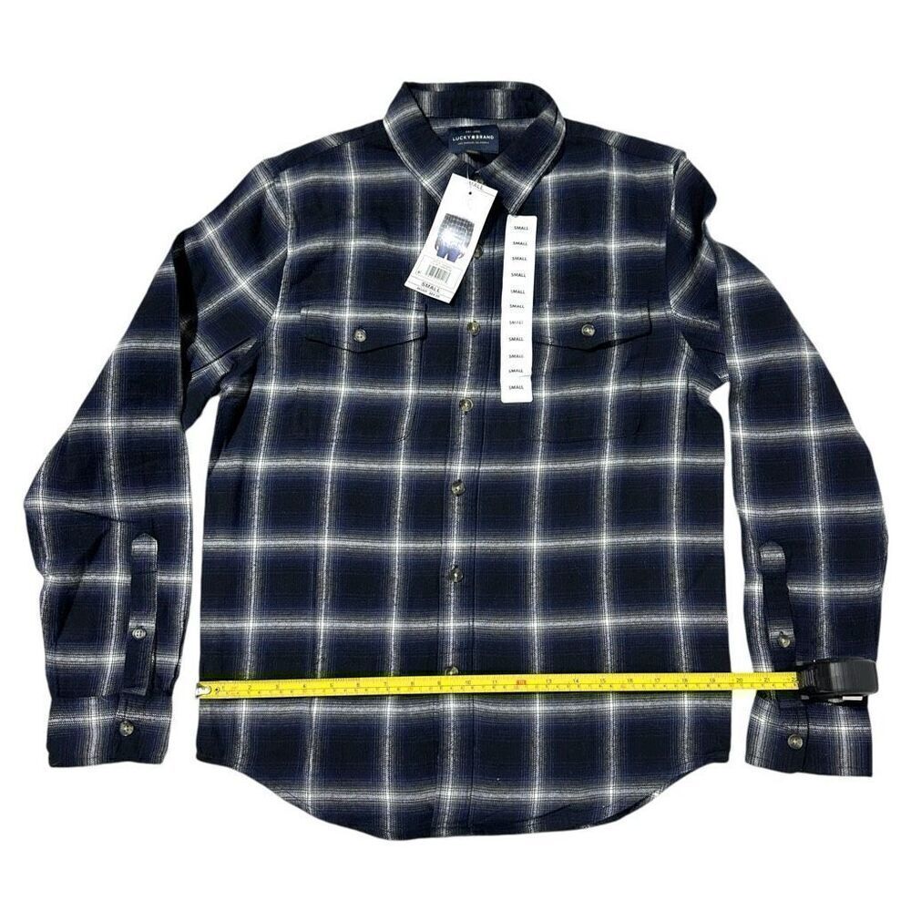 Lucky Brand Men's Flannel Dark Plaid Size Small - Picture 6 of 10